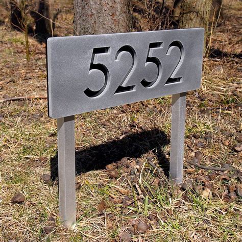 modern metal sign house post|number signs with post.